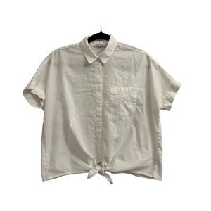 Madewell Tie Front Boxy Button up Shirt sz Small oversized 100% cotton minimalis